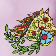 Kůň barevný s listy