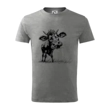 Černobílá karikatura kráva stojící