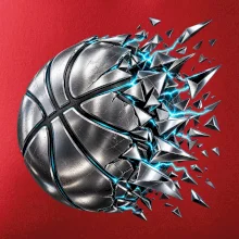 Kovový basketbalový míč s elektrickými střepy