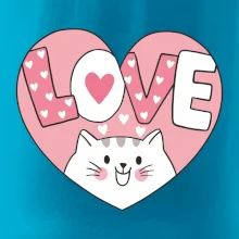 Kočka love - růžové srdce