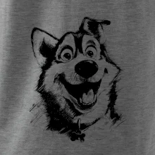 Černobílá karikatura husky
