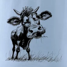 Černobílá karikatura kráva stojící