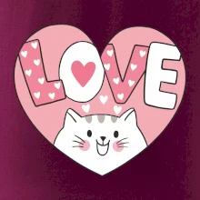 Kočka love - růžové srdce
