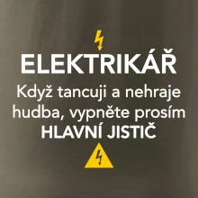 Elektrikář - hlavní jistič - Nápis na zádech