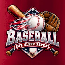 Baseballová pálka s rukavicí eat sleep repeat