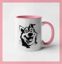 Černobílá karikatura husky