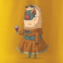 Alpaka s vínem žena