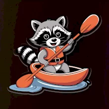 Mýval v kajaku kreslený