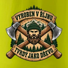 Dřevorubec vyroben v říjnu s překříženými sekerami