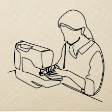 Švadlena a šicí stroj jedním tahem