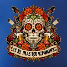 Mexická rocková lebka s kytarami a pivem