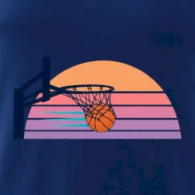 Retro západ slunce a basketbalový koš