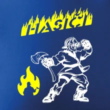 Hasič stojící - nápis hasiči - Velký nápis  na zádech