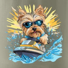 Yorkšírský teriér na vodním skútru