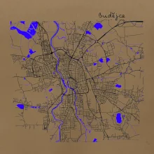 Budějce  - Mapa s vodními toky