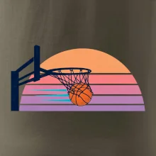 Retro západ slunce a basketbalový koš