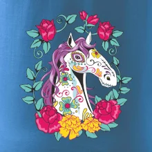 Kůň barevný s květinami