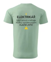 Elektrikář - hlavní jistič - Nápis na zádech