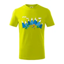 Lyžař a barevné hory