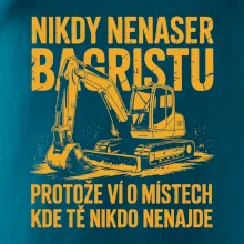 Oranžový bagr Nikdy Nenaser bagristu