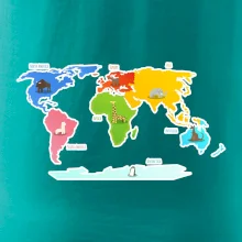 Světové kontinenty s názvy a zvířátky