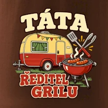 Táta ředitel grilu rodinné kempování s karavanem
