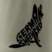 Německý ovčák sedící napis