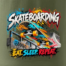 Skateboard ve street stylu eat sleep repeat