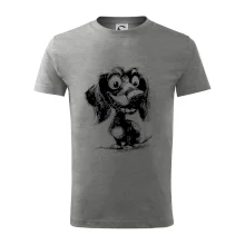 Černobílá karikatura jezevčík