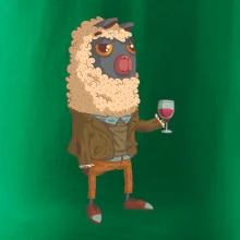 Alpaka s vínem muž