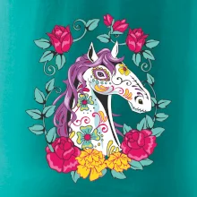 Kůň barevný s květinami