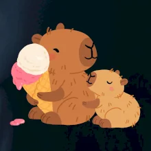 Kapybara se zmrzlinou