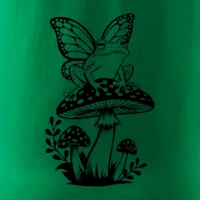 Goblincore černá houba se žábou