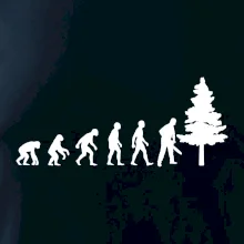 Evoluce dřevorubec - pila a strom Evoluce dřevorubec - pila a strom