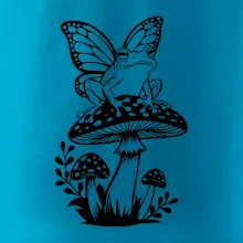 Goblincore černá houba se žábou