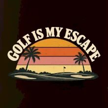 Golf is my escape retro západ slunce