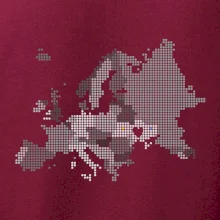 Mapa Evropy - srdce v Ukrajině