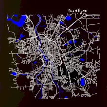 Budějce  - Mapa s vodními toky