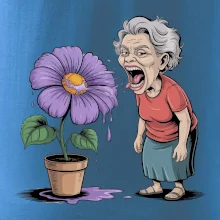 Stará paní plive na fialu