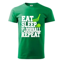 Eat Sleep Floorball Repeat - zelená hokejka