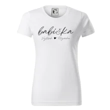 Babička Tričko se jmény dětí psací písmo