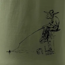 Kreslený rybář na pařezu