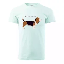 Basset hound pes s nápisem