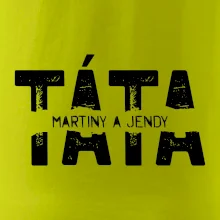 Černý nápis táta a jména dětí