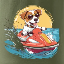 Jack russell teriér na vodním skútru