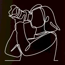 Fotografka stojící jedním tahem