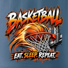 Basketbalový koš s míčem eat sleep repeat
