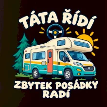Táta řídí zbytek posádky radí rodinný karavan