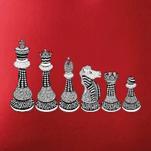 Šachové figurky v řadě - kreslené