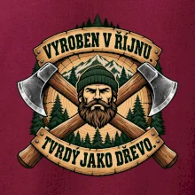 Dřevorubec vyroben v říjnu s překříženými sekerami